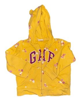 GAP Kids Yellow Floral Zip Hoodie 18-24months